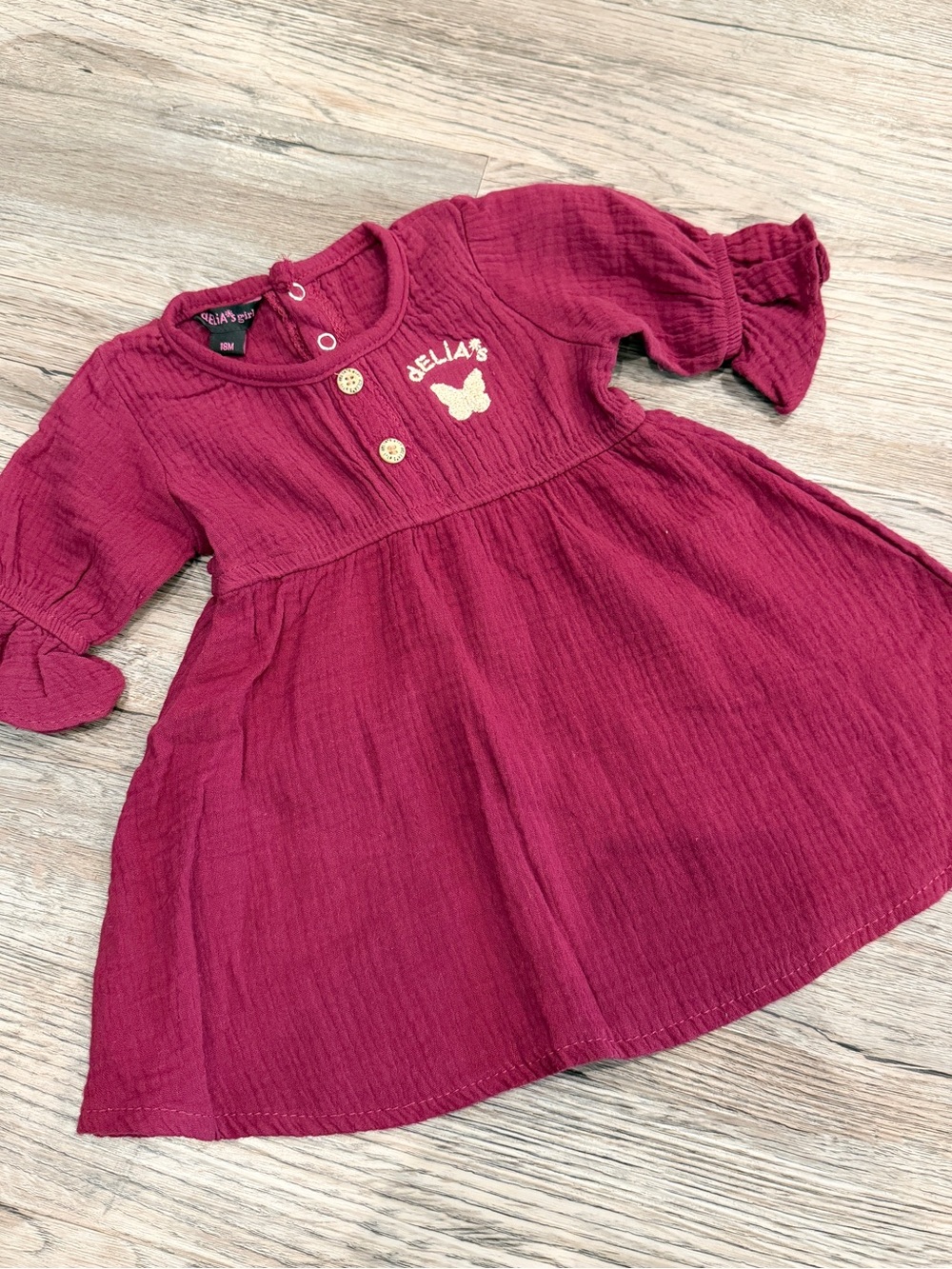 dELiA’s Girl Gauze Dress 18M 90s Butterfly Embroidery